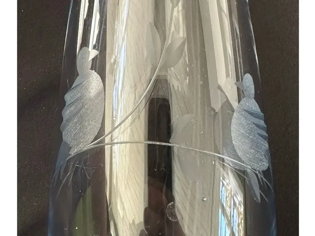 Billede 1 - Vintage glas vase med fugle
