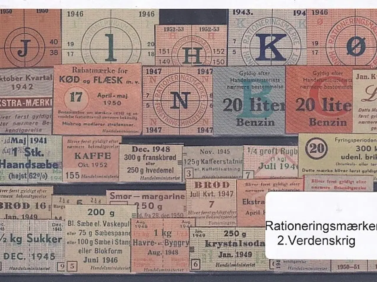 Billede 1 - Rationeringsmærker - 2. Verdenskrig