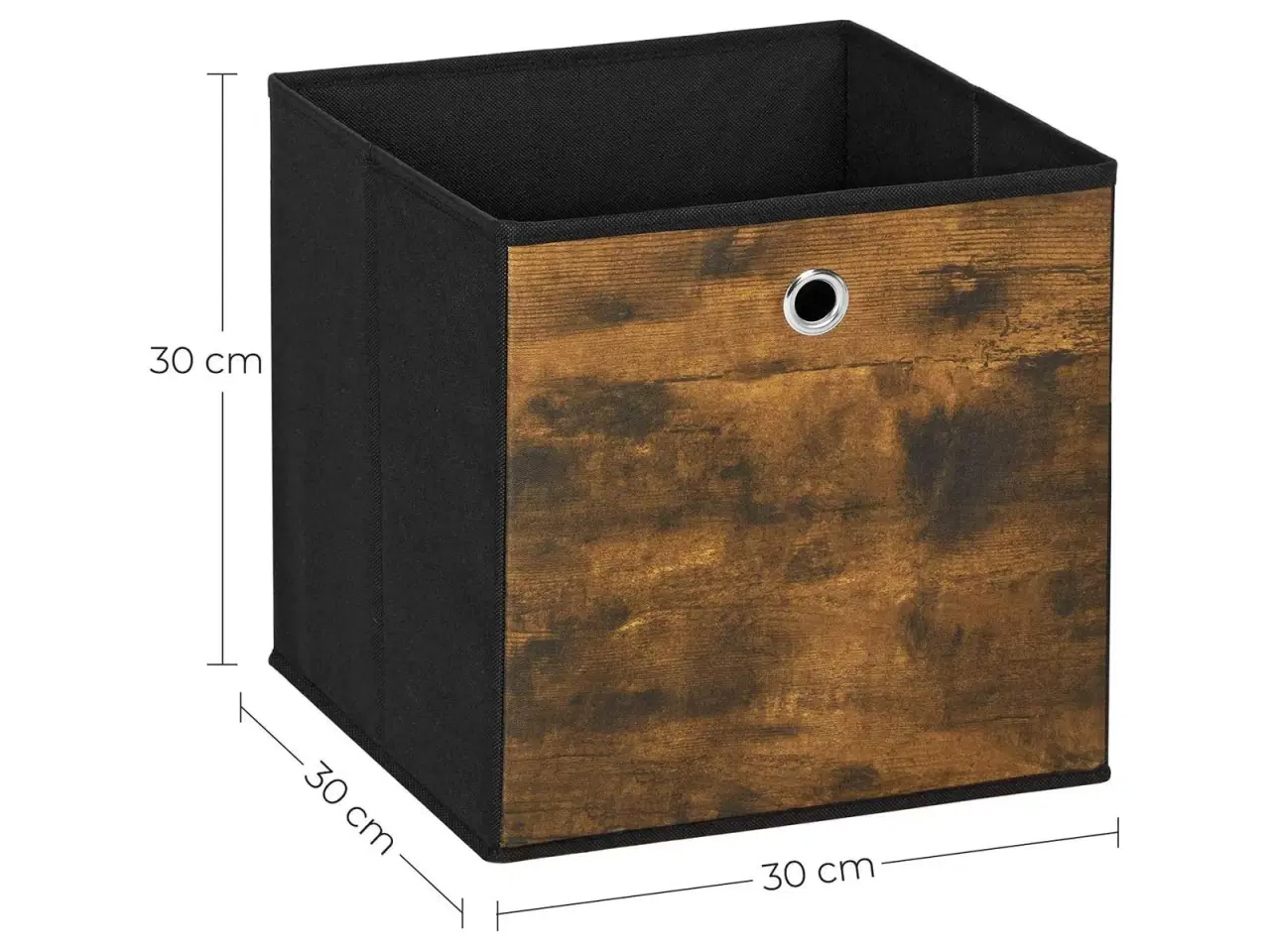 Billede 7 - Sammenklappelige opbevaringskuber – sæt med 6, 30 × 30 × 30 cm, tøj- og legetøjsopbevaring, rustik brun/sort