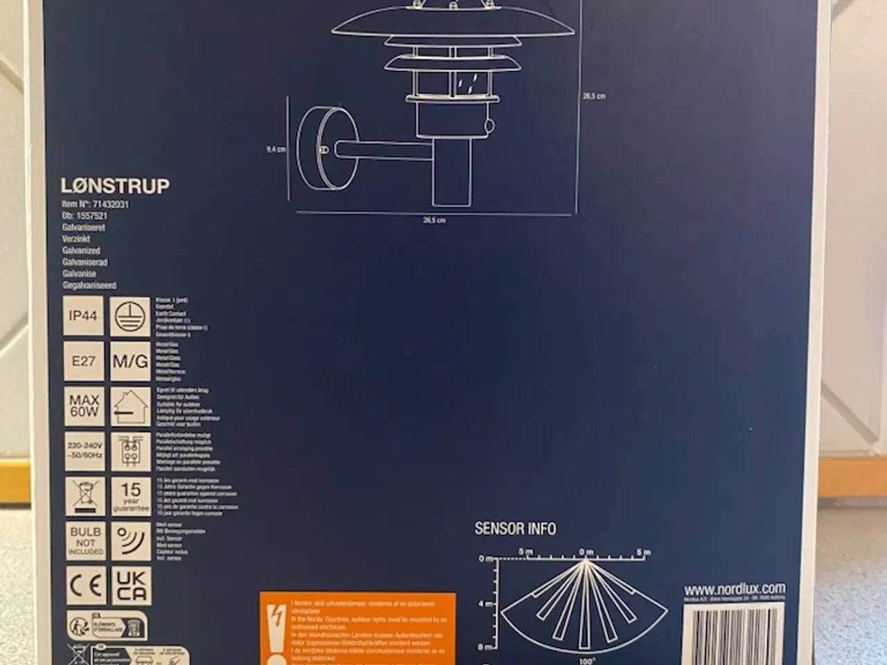 Billede 1 - NORLUX udendørslampe med sensor