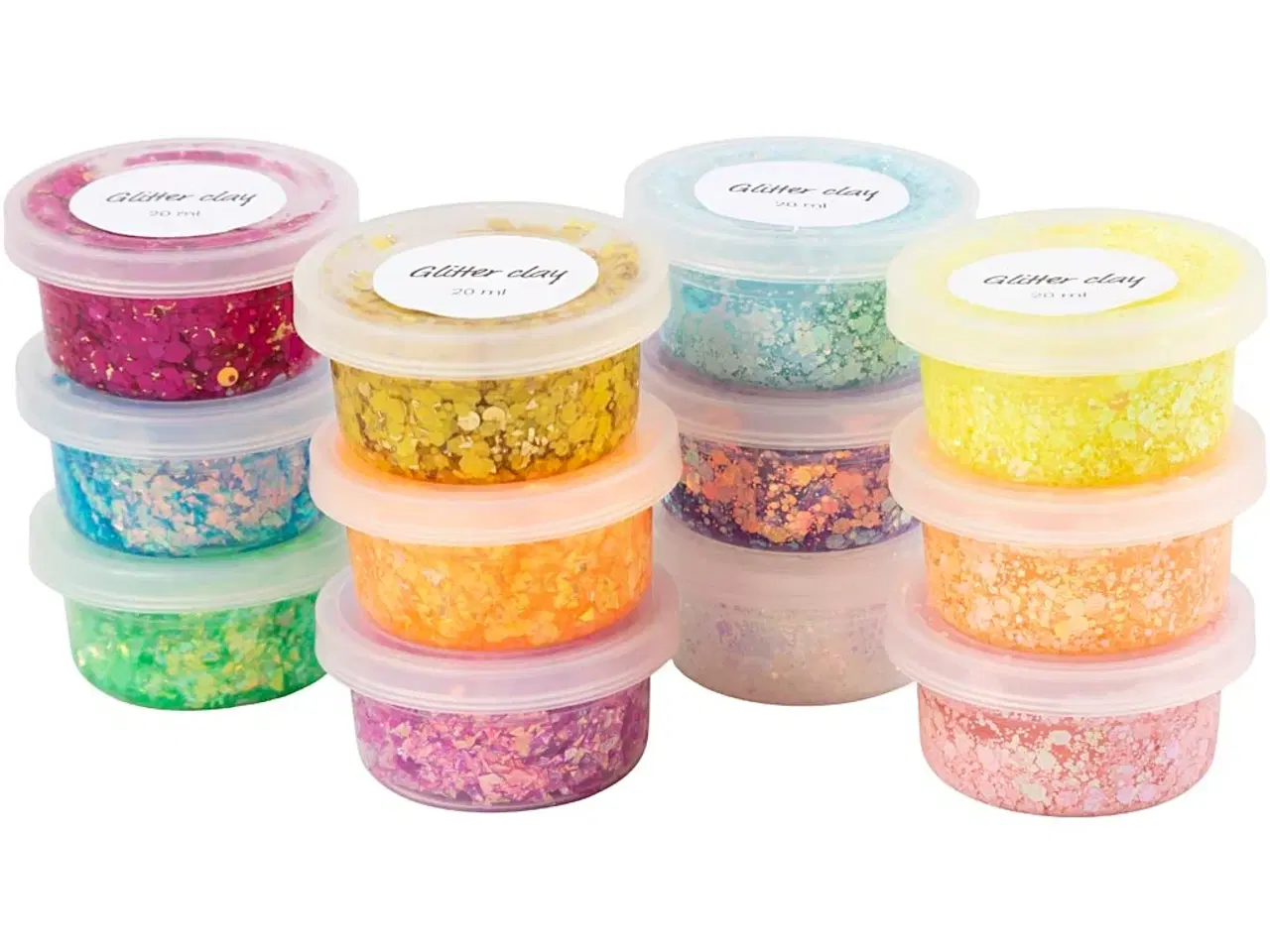 Billede 1 - Glitter Clay - Ass. Farver, 72x20ml til Kreative Projekter