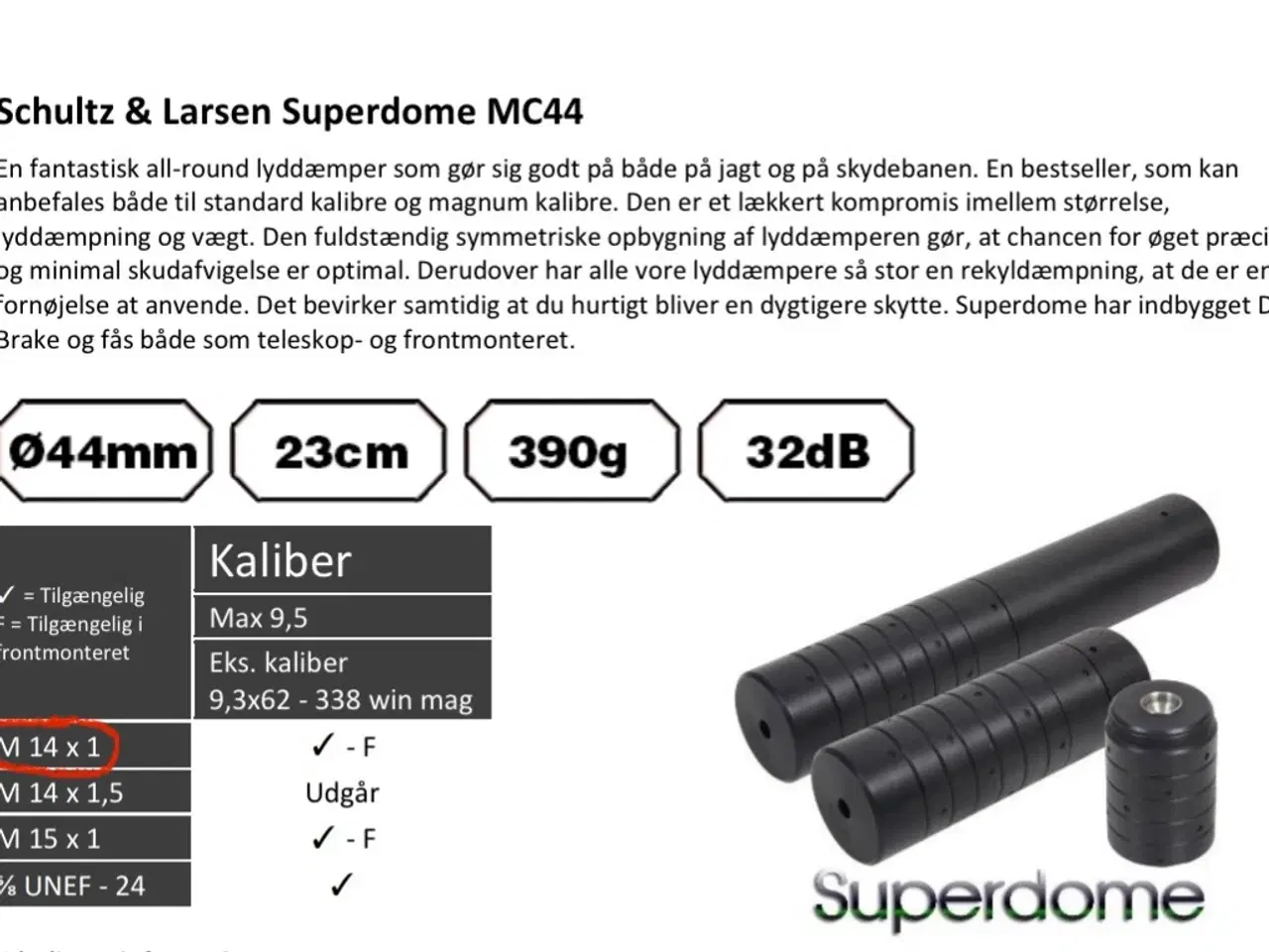 Billede 7 - Lyddæmper S&L SUPERDOME 9,5 / 14x1