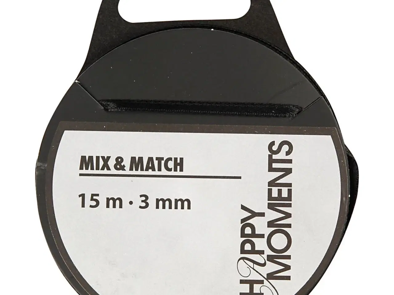 Billede 1 - Sort satinbånd 3 mm x 15 m - Elegant dekoration