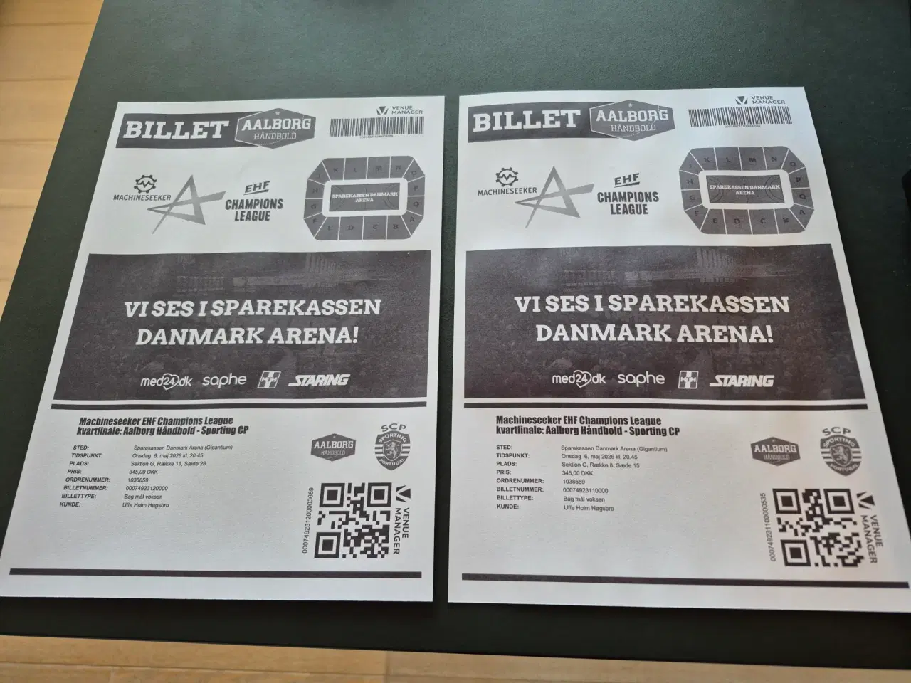 Billede 1 - 2 stk billetter til Aalborg Håndbold - Sporting CP
