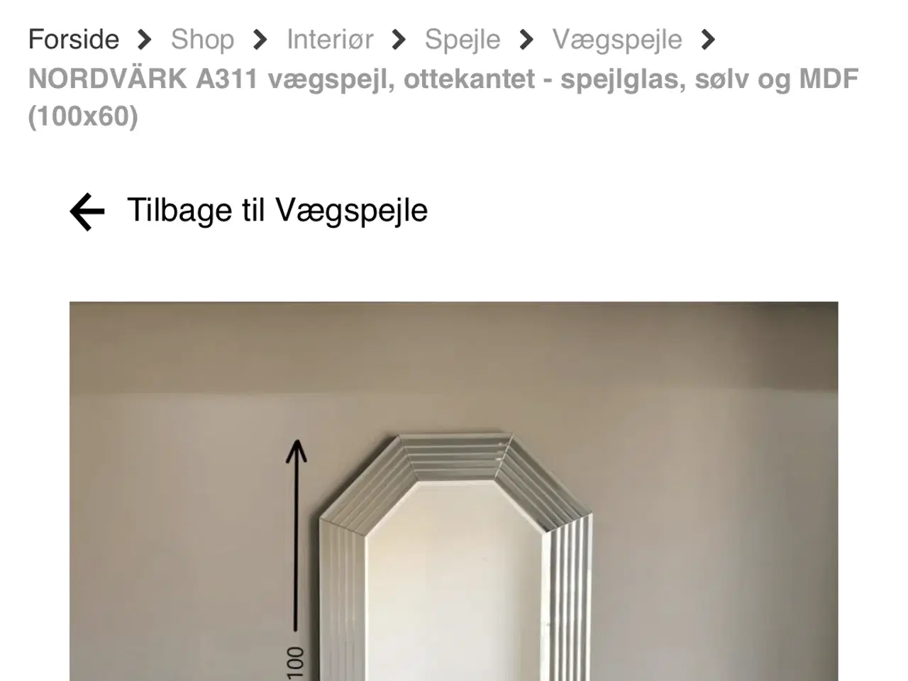 Billede 5 - NORDVÄRK A311 vægspejl, ottekantet 