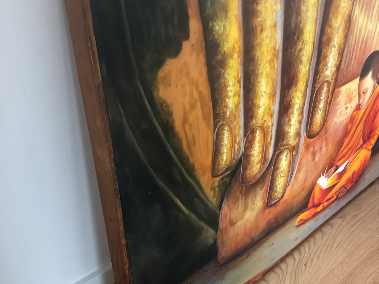 Billede 1 - Buddha maleri akryl på lærred med ramme 
