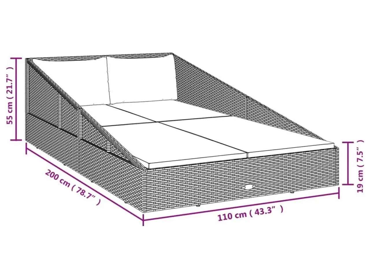 Billede 2 - Solseng 110x200 cm polyrattan grå