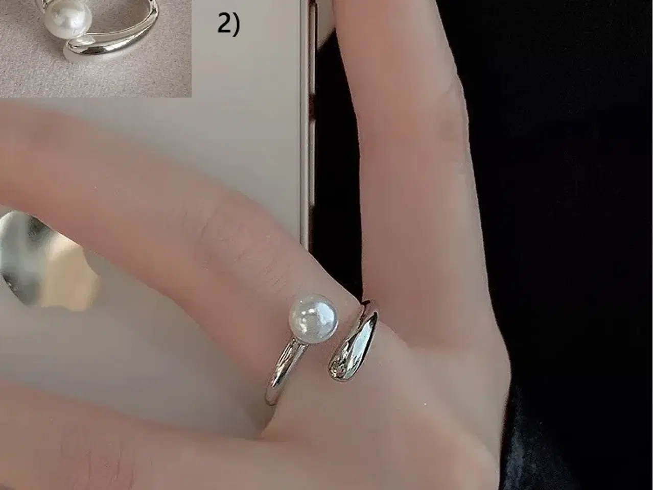 Billede 1 - * Sterlingsølv; Elegant fingerring - med smuk perl