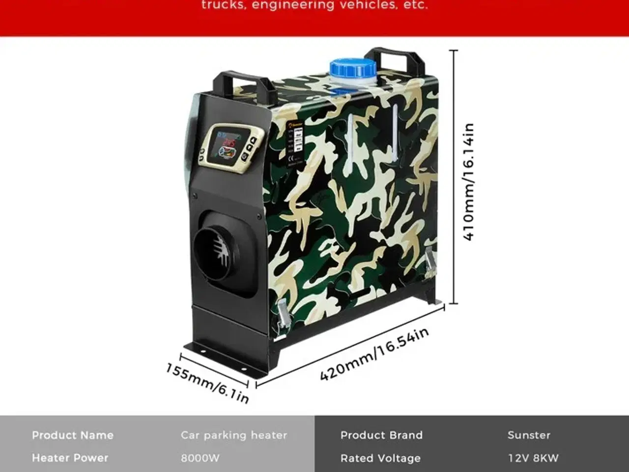 Billede 3 - Sunster A2018GT 8kW Dieselfyr 12V – All-in-One