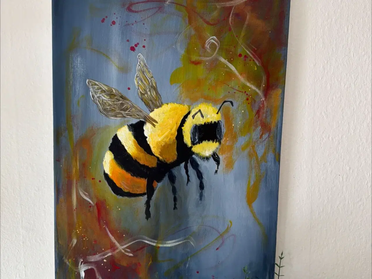 Billede 2 - Humlebi - Akrylmaleri (40x60 cm). 