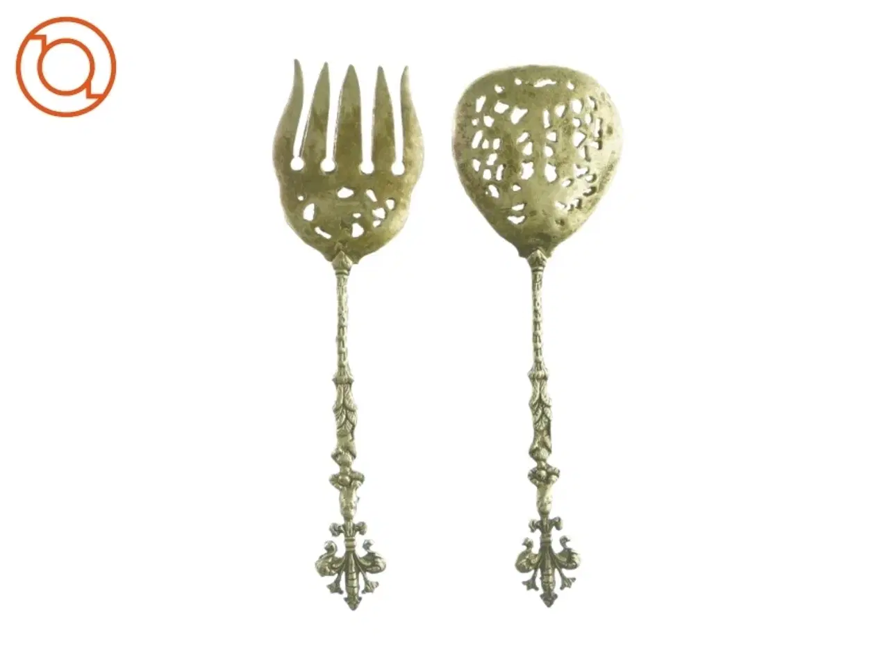 Billede 2 - antikt salatbestik med udsmykning