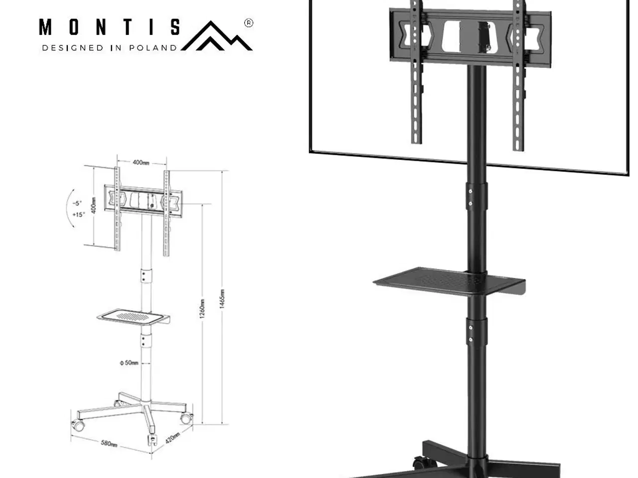 Billede 3 - TV-vogn MONTIS MT191 Atlas – til 26–60" skærme