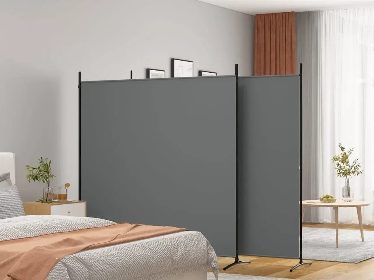 Billede 1 - 3-panels rumdeler 525x180 cm stof antracitgrå