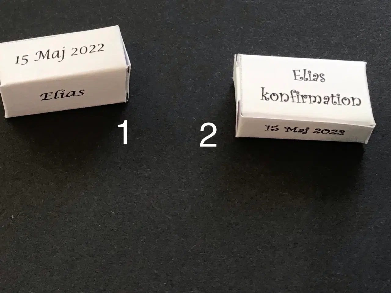 Billede 1 - Små æsker med navn til konfirmation