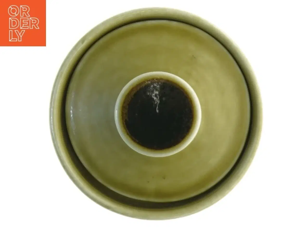 Billede 3 - Grønlig keramik beholder med låg fra Stravanger flint Norway (str. 10 x 8 cm)