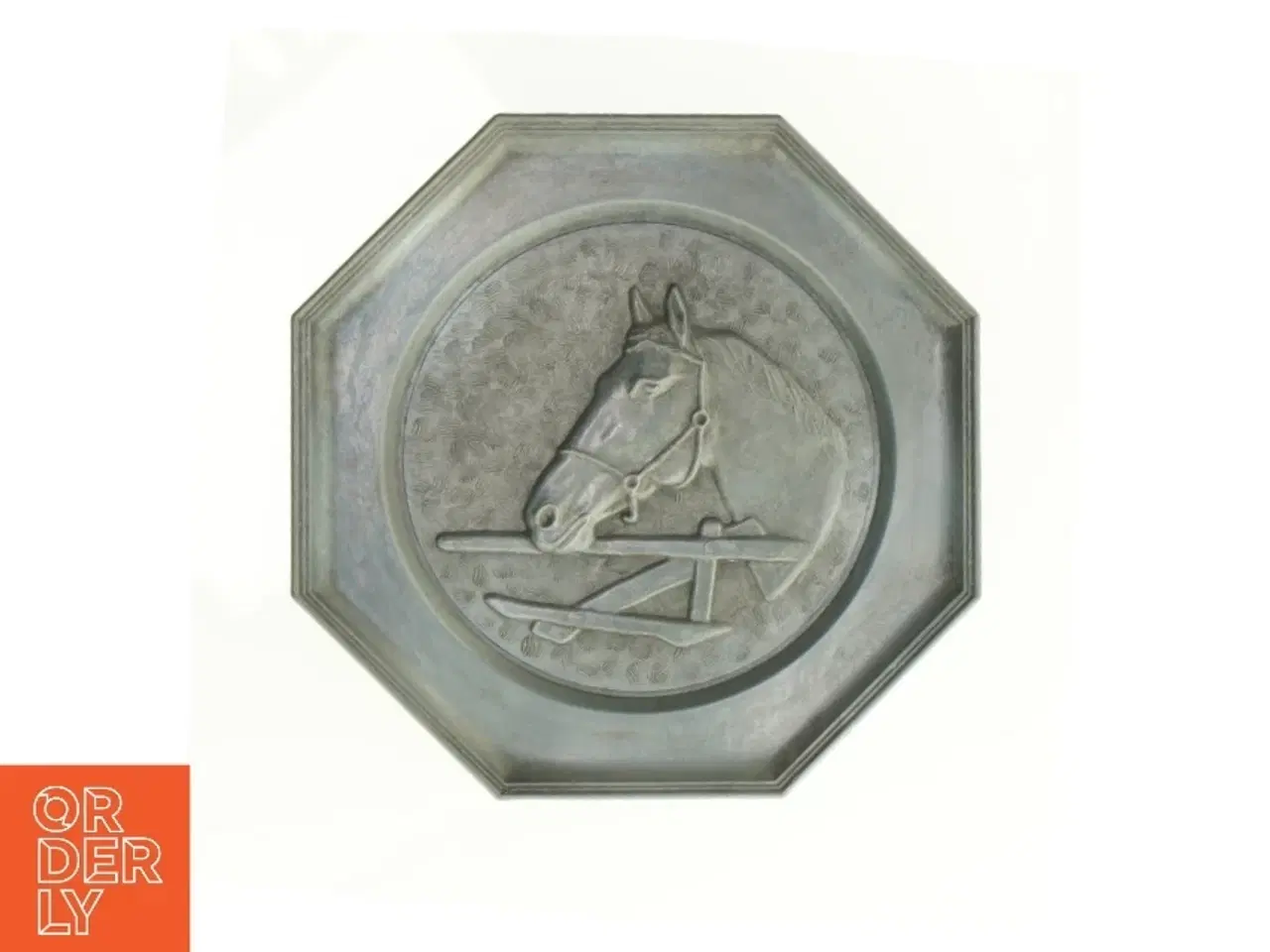 Billede 1 - Tin Platte med heste motiv (str. 21 x 21 cm)