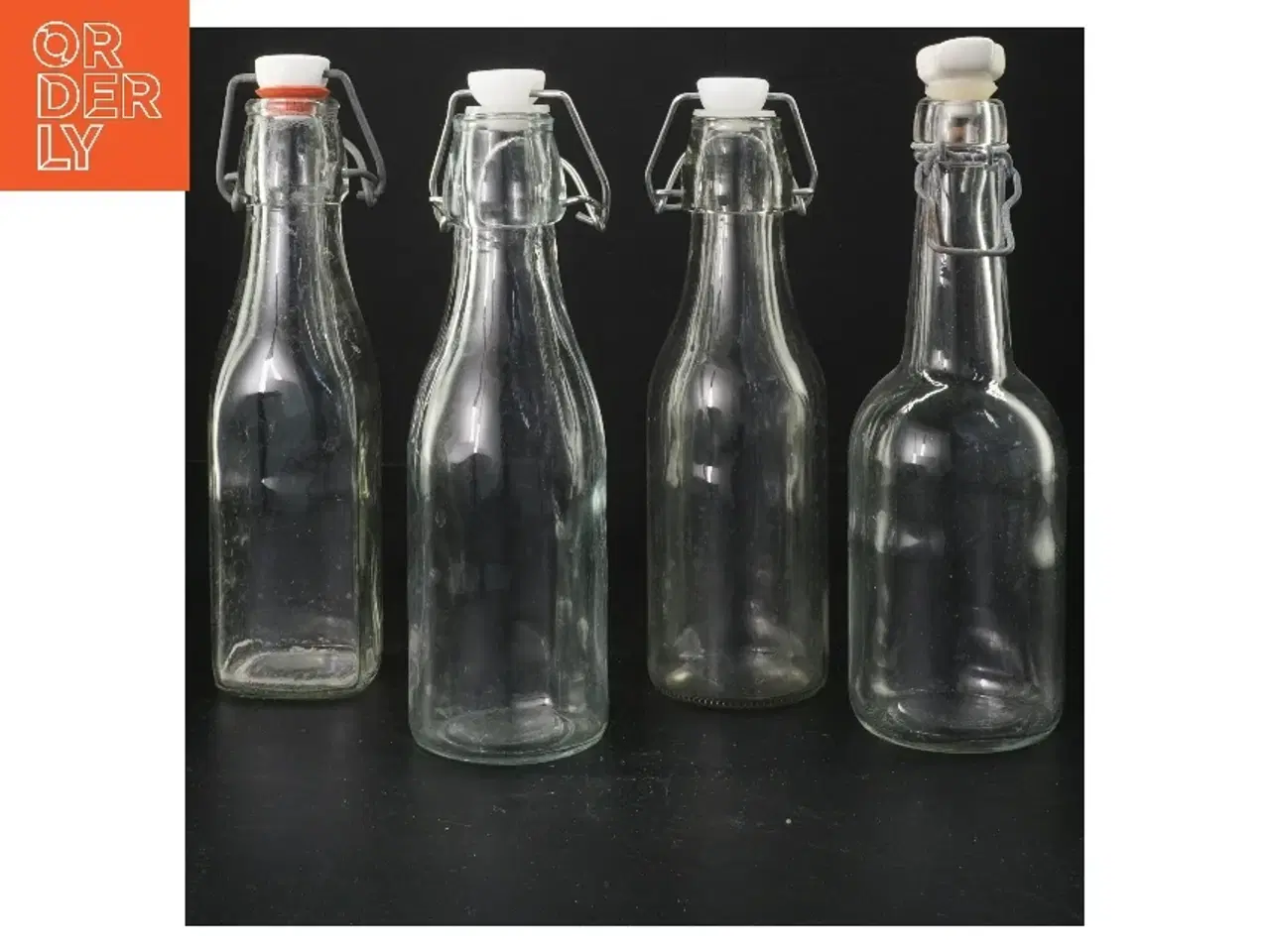 Billede 1 - Gamle retro Glasflasker med patentlåg (str. 20x6 cm)