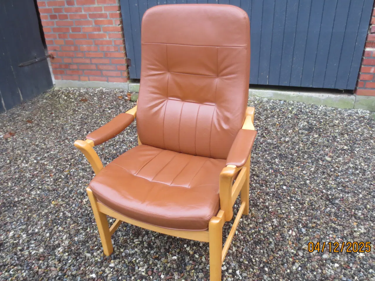 Billede 1 - 1 stk Farstrup Otium Lænestol med Cognac Farvet Læ