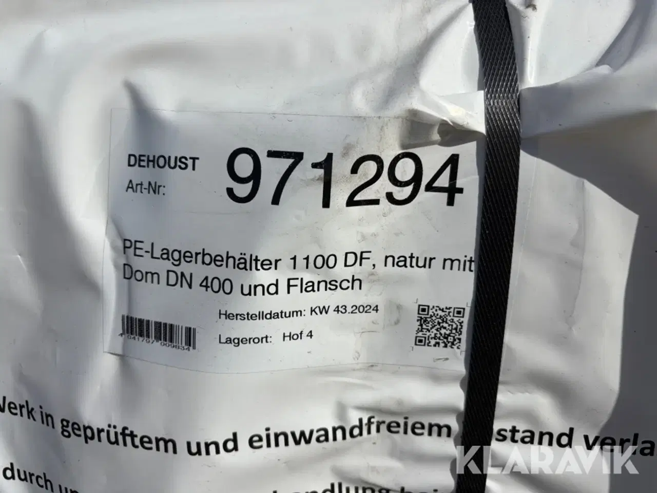 Billede 3 - Plasttank / lagertank DEHOUST PE 1100 DF