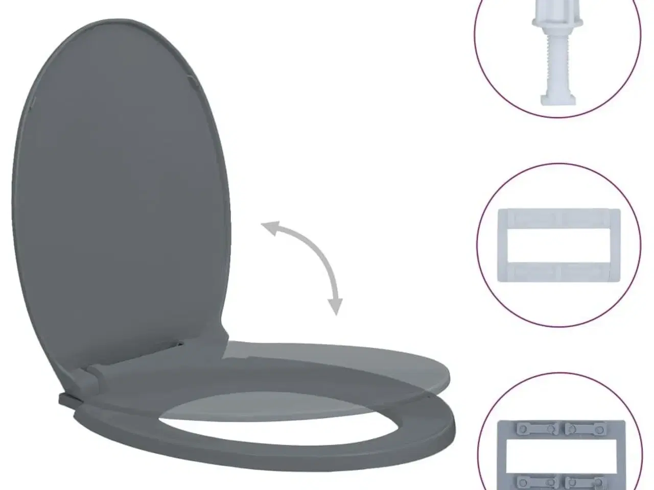 Billede 2 - Toiletsæde med soft close oval grå