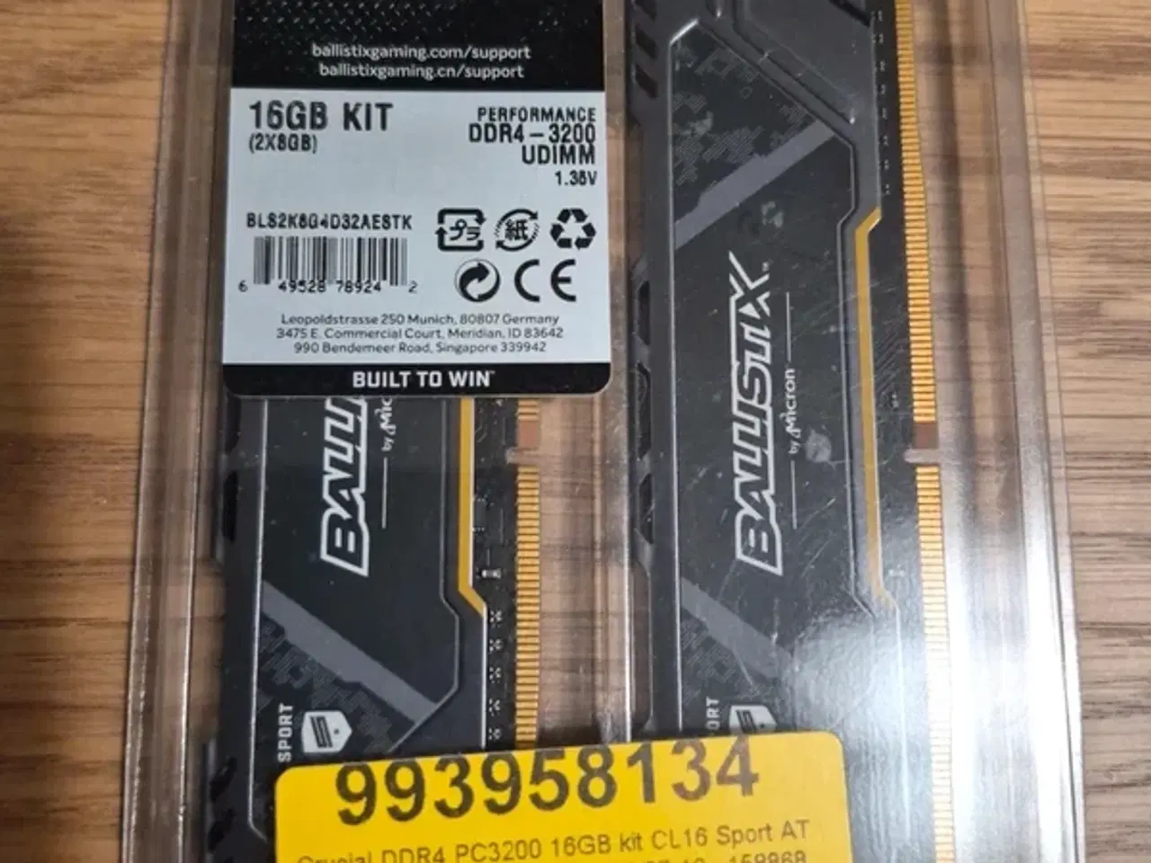 Billede 1 - DDR4 16GB Kit (2x8) Crucial Ballistix Sport LT