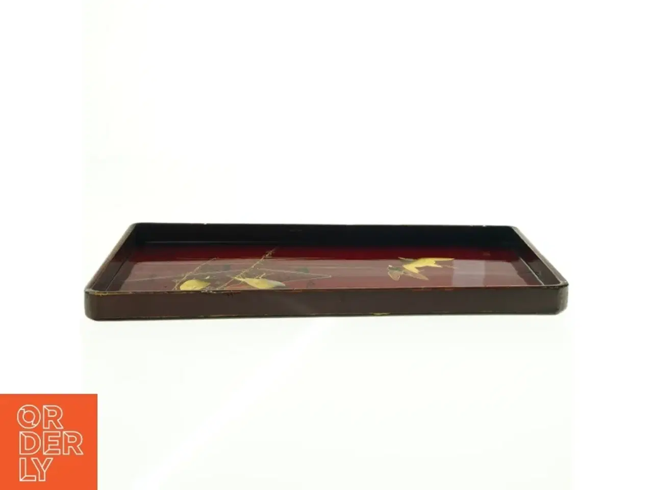 Billede 2 - Orientalsk Lakeret  serveringsbakke med fuglemotiv (str. 37 x 21 cm)