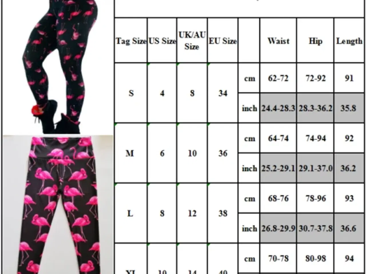 Billede 3 - Leggins. Str: Large- Flamingo print.