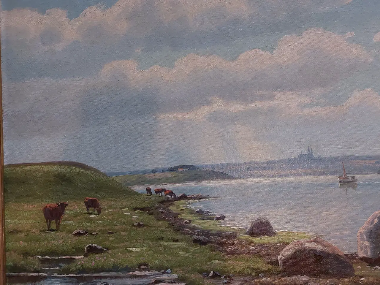 Billede 5 - KAJ DREWS-( 1884 - 1964 )- ROSKILDE FJORD - maleri