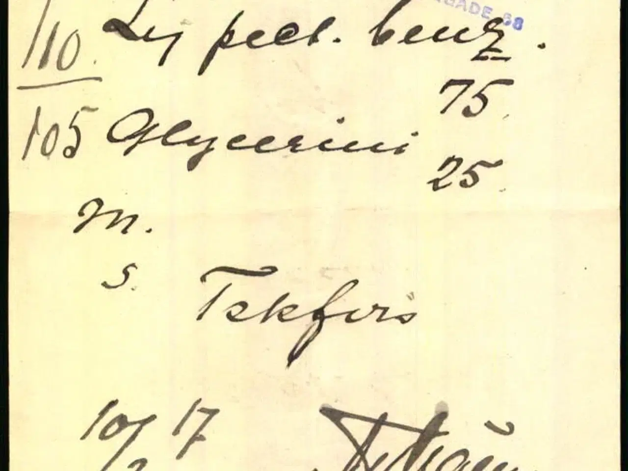 Billede 1 - Recept - Dr. med Axel Jørgensen - Kong Salomons Apothek - 10 - 2 - 1917