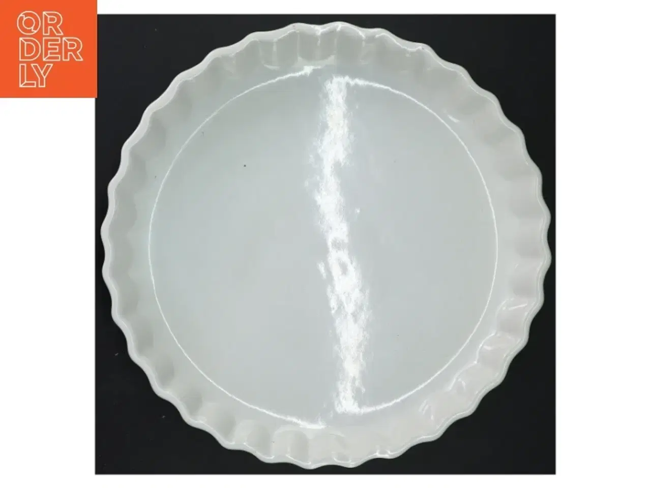 Billede 3 - Hvid porcelænstærtefad (str. 27x4 cm)