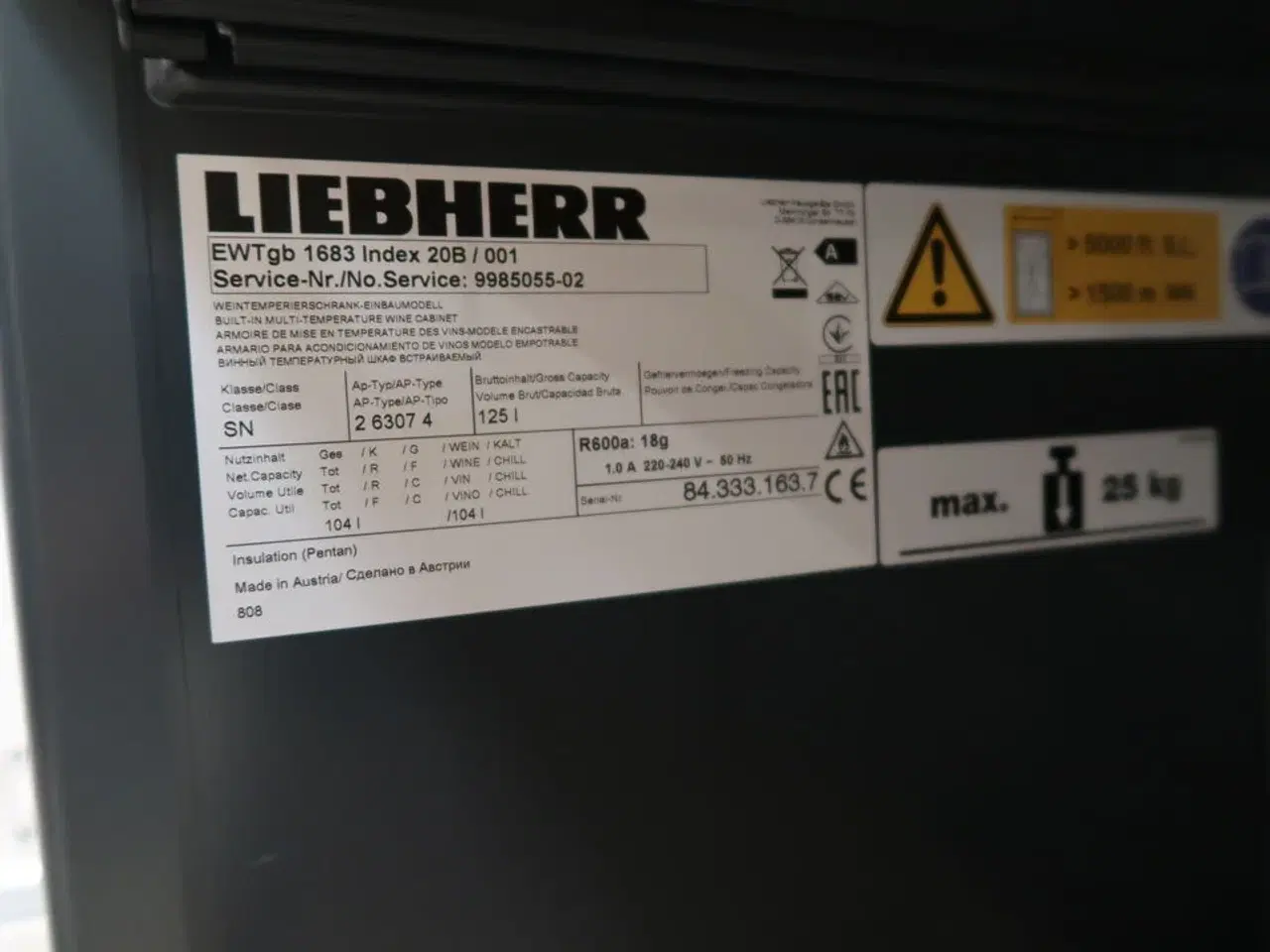 Billede 5 - Vinkøleskab LIEBHERR EWTGB 1683 Index 20B / 001