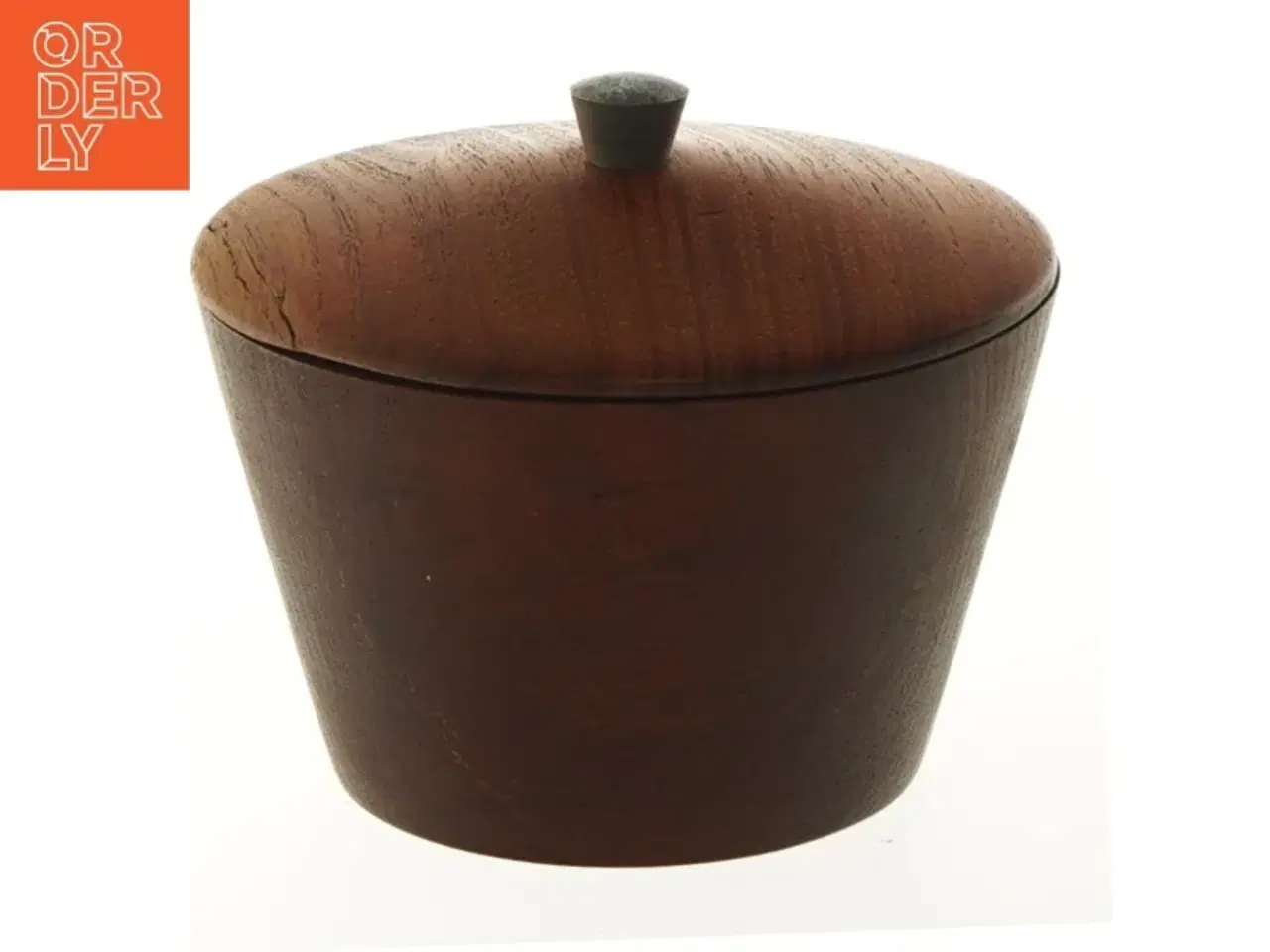 Billede 1 - Rund låg krukke i teak træ (str. Ø 13x11 cm)