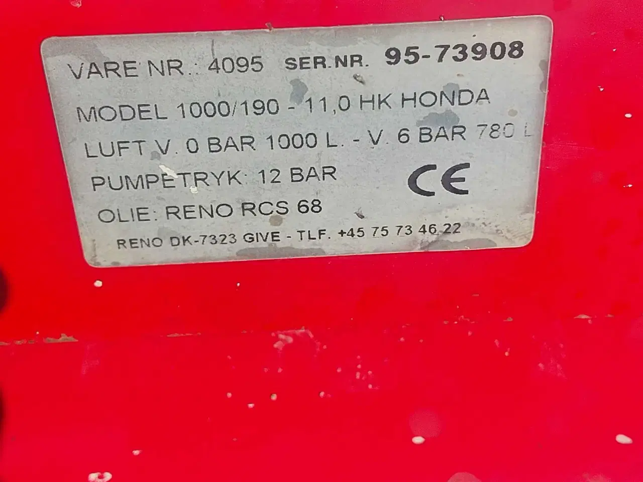 Billede 3 - RENO Kompressor med 11 HK Honda 