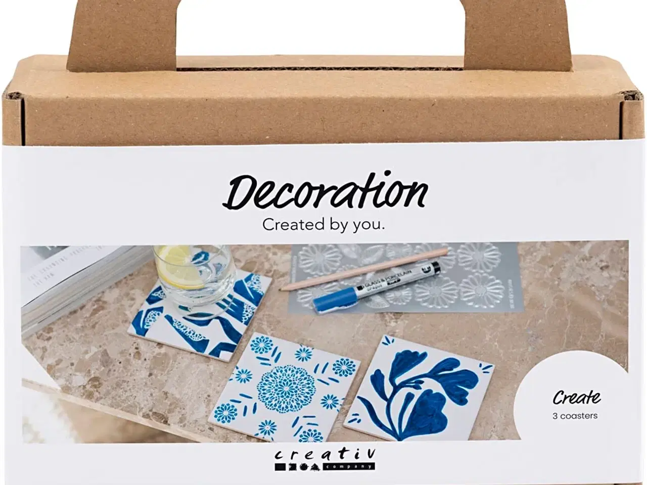 Billede 1 - Mini DIY Kit Dekoration, Porcelæns coasters, blå, 1 pk.