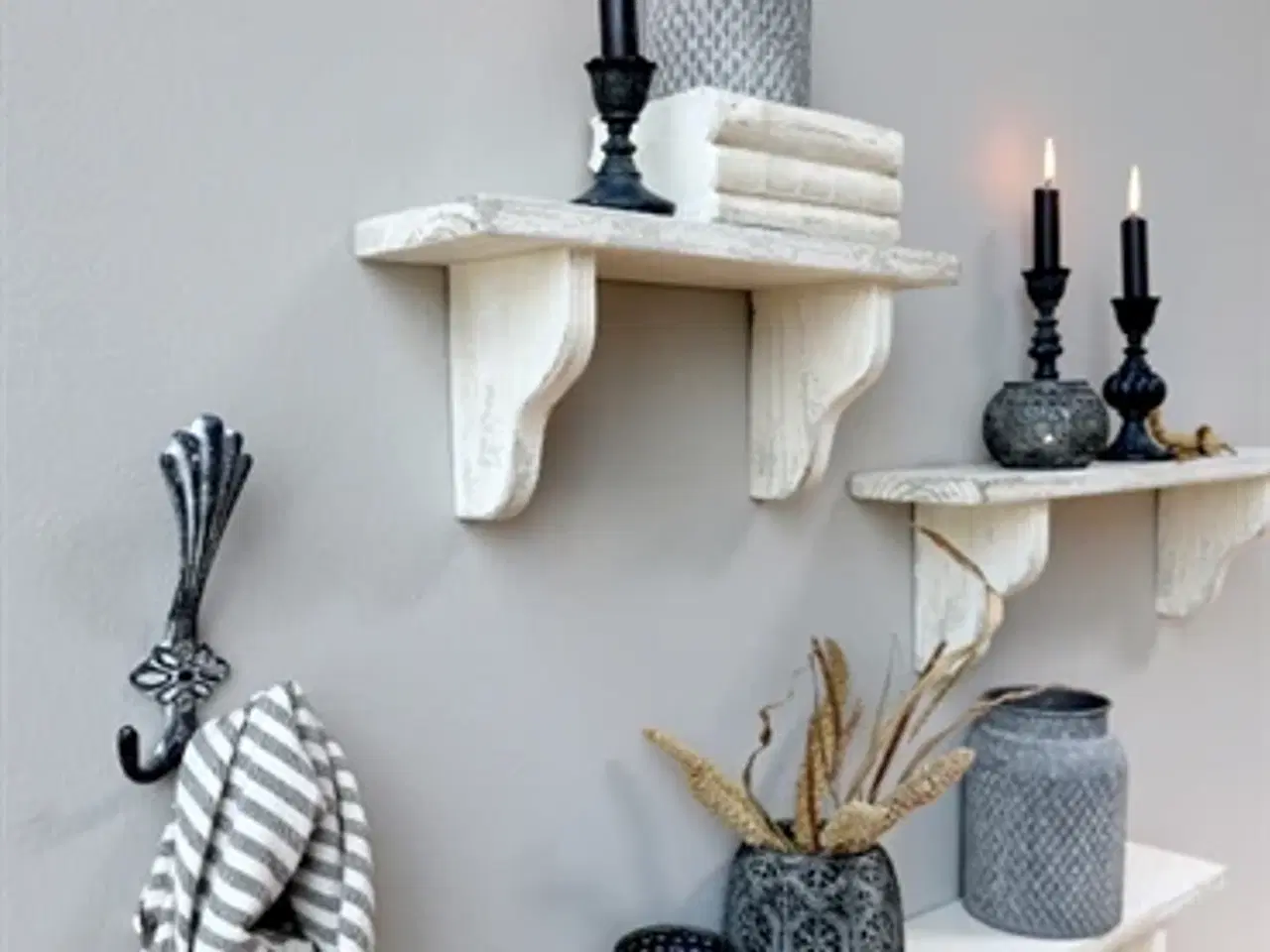 Billede 2 - Knage med 2 kroge, antique grå,