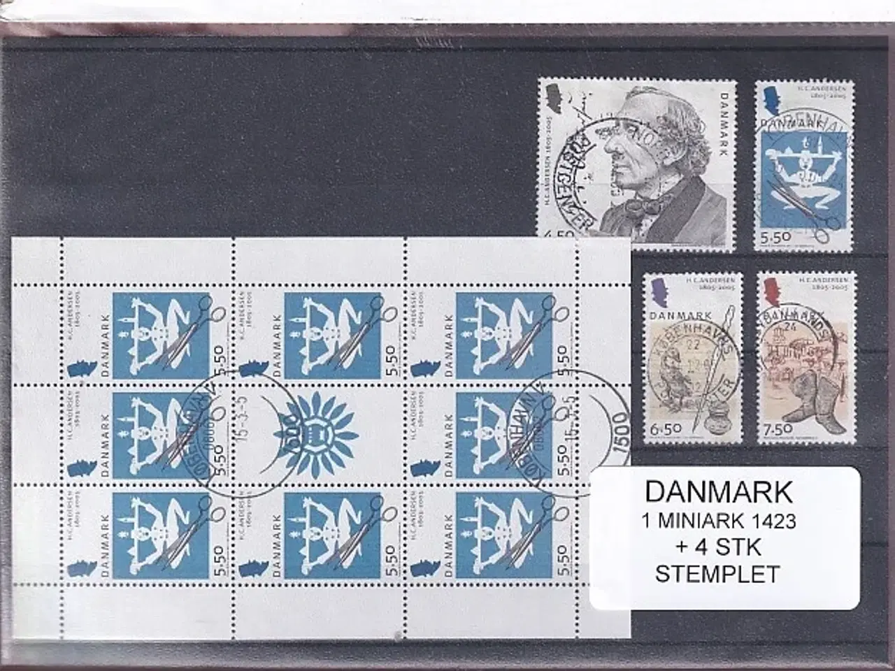 Billede 1 - Danmark - Miniark 1423  + enkeltmærker - Stemplet