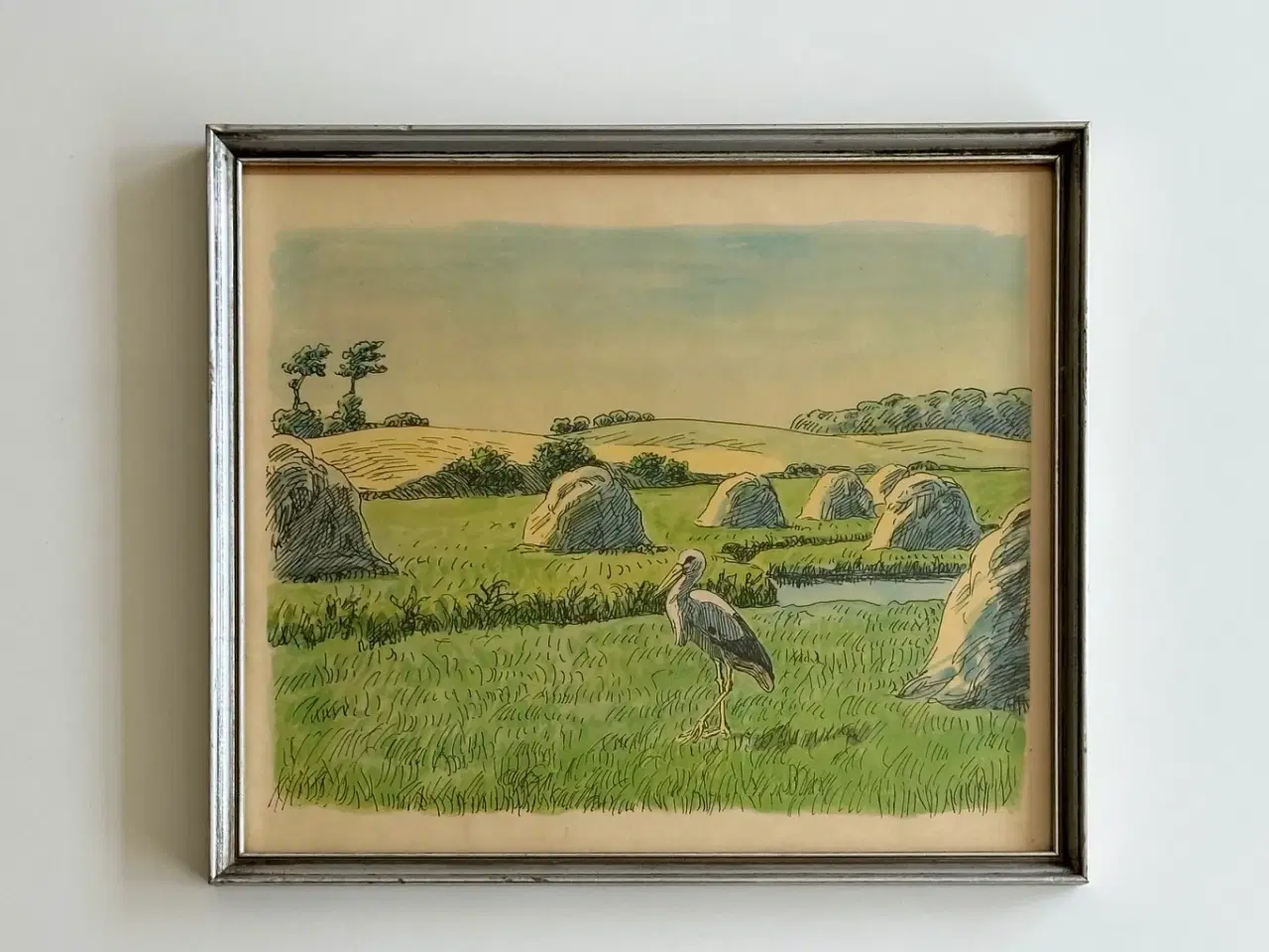Billede 1 - Johannes Larsen, stork på marken