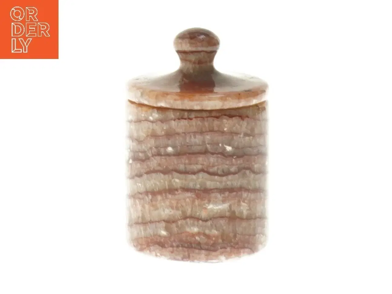 Billede 1 - Rødlig Onyks marmor krukke med låg (str. 7 cm)