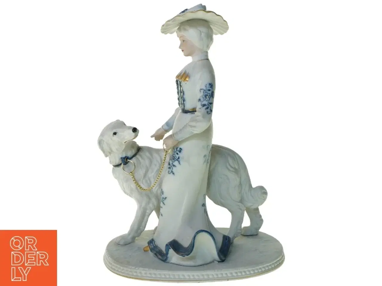 Billede 1 - Kvinde med hund figur fra Royal Meridian (str. 24 x 16 x 11 cm)