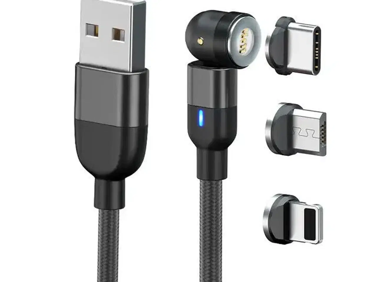 Billede 1 - Magnetisk ladekabel 3 in 1 iPhone Samsung 1m og 2m