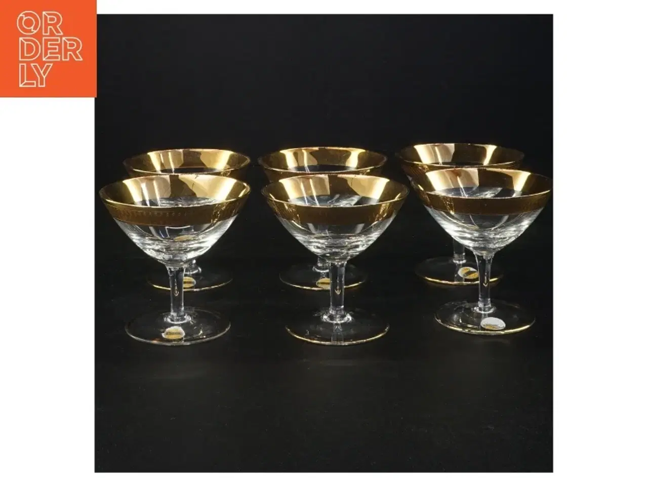 Billede 1 - Tosca Lyngby Vintage champagneskåle med gulddekor fra Lyngby (str. 8 x 8 cm)