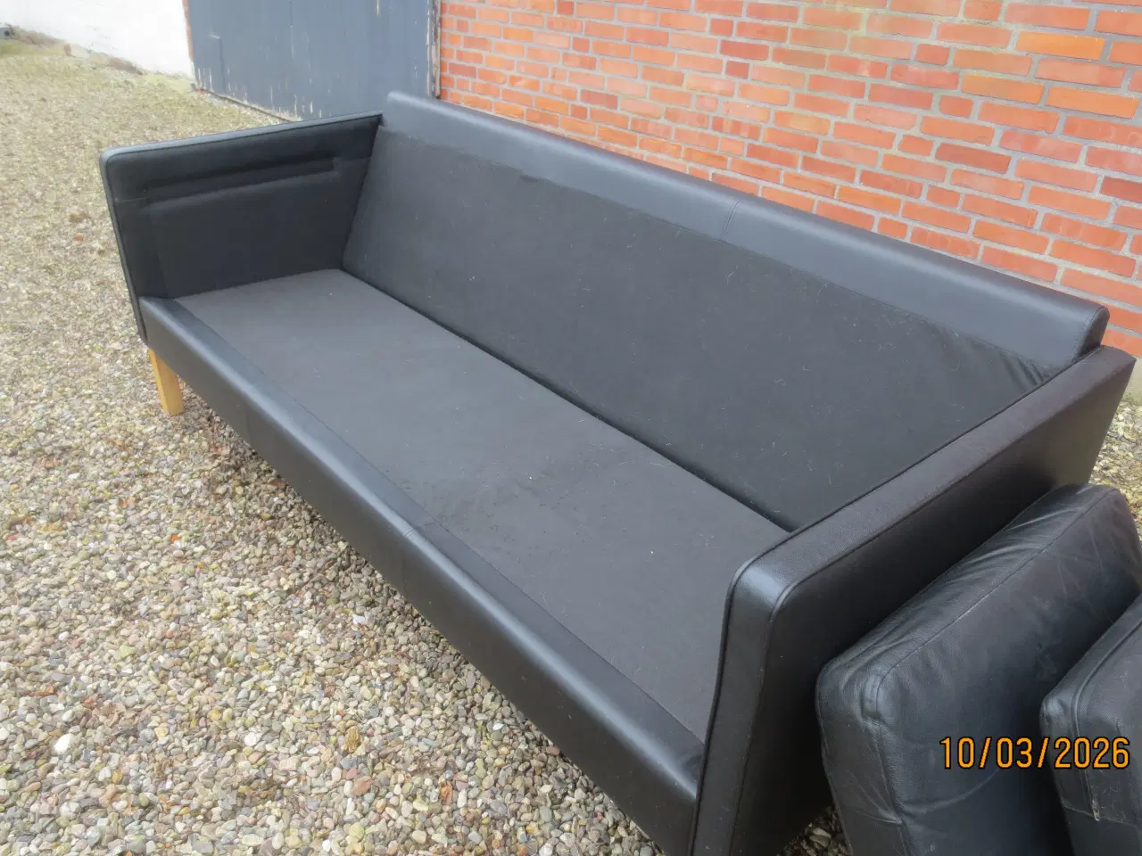 Billede 3 - 1 stk 3 Personers Lædersofa sort