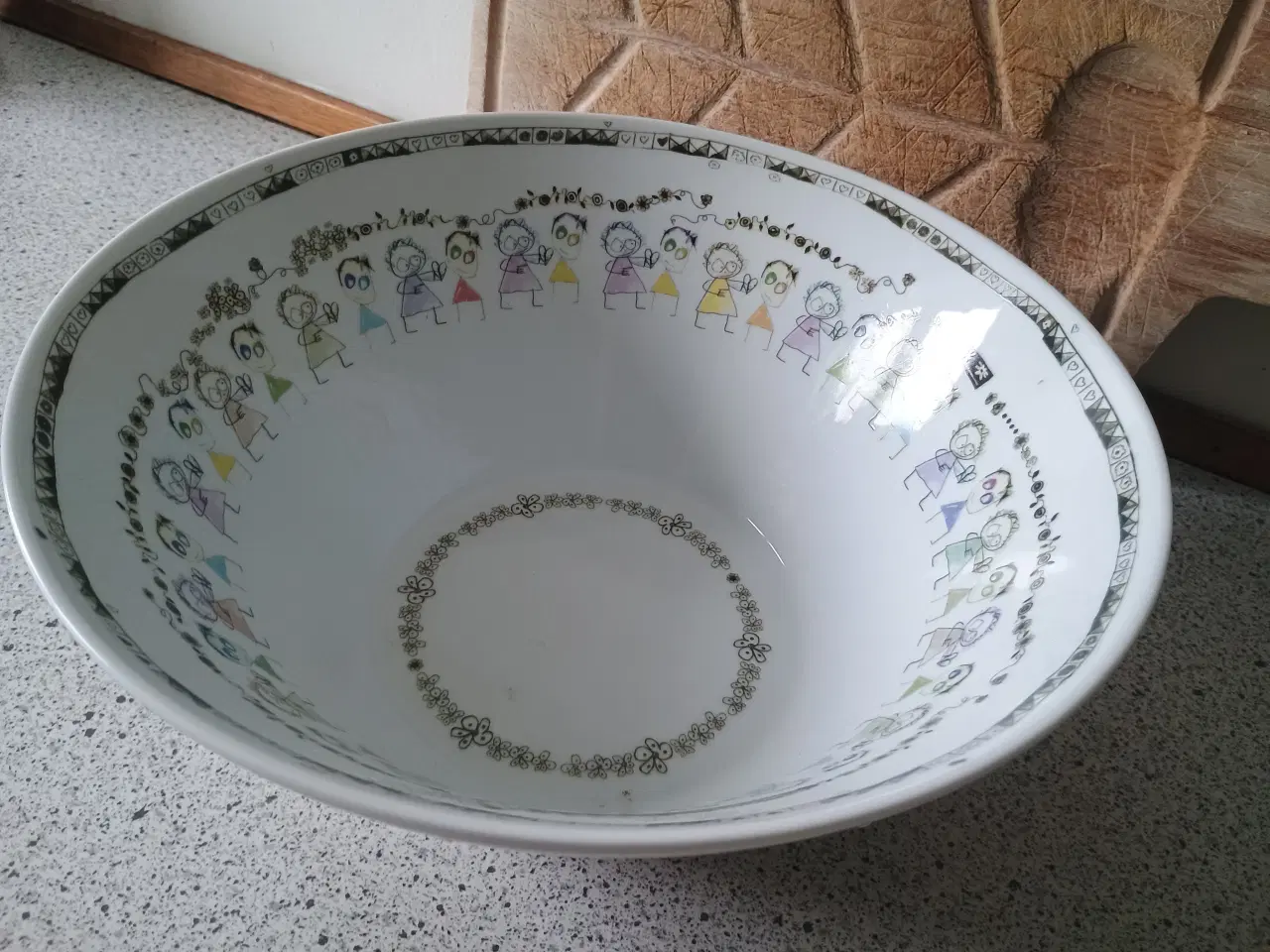 Billede 1 - Poul Pava stor skål med tegninger, ny