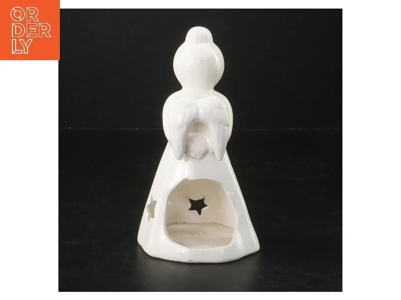 Billede 2 - Hvid keramisk engel lysestage (str. 17 cm)