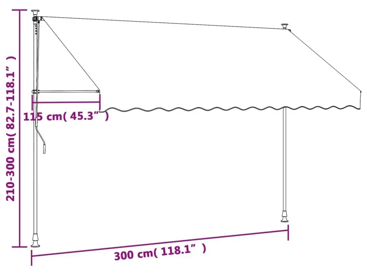 Billede 11 - Markise 300x150 cm sammenrullelig stof og stål antracitgrå