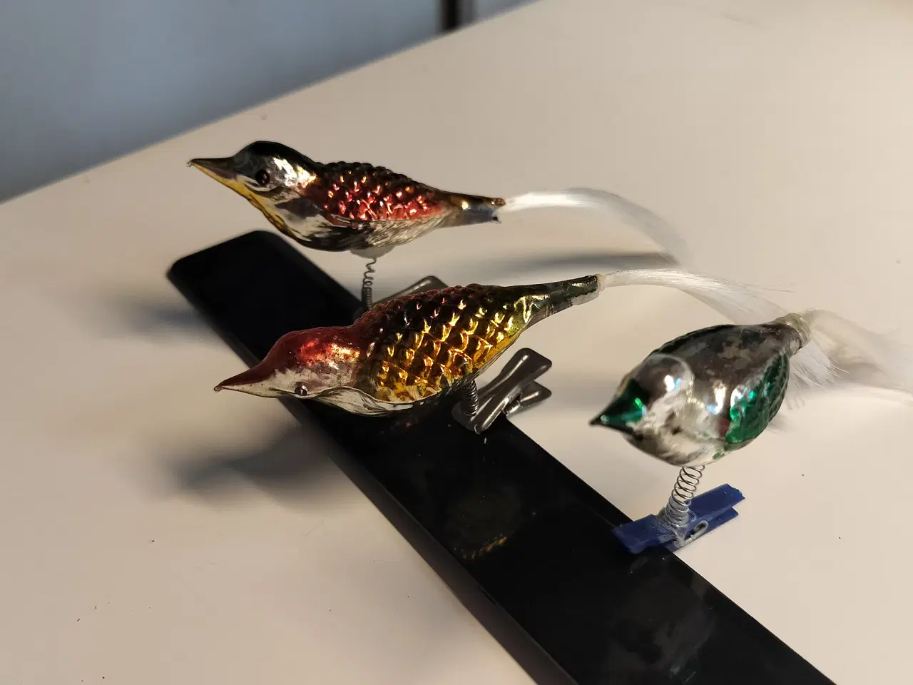 Billede 1 - Gammel Julepynt julekugle 3 stk glasfugle