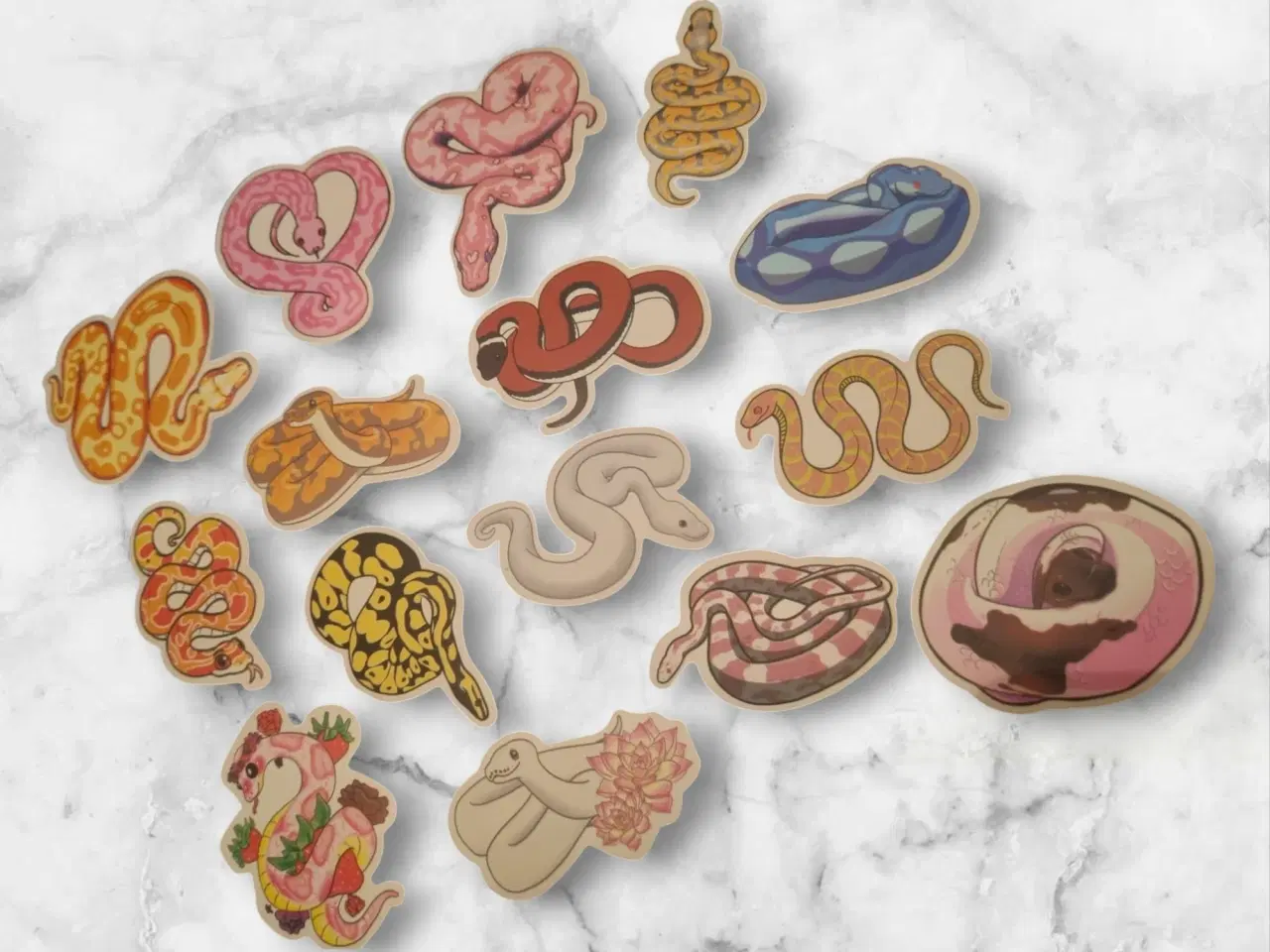 Billede 1 - Slange Klistermærke-Pakke – 10 Unikke Designs til