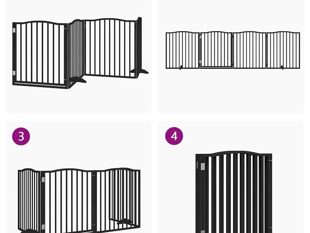 Billede 7 - Hundelåge med dør 4 paneler 300 cm foldbar poppeltræ sort