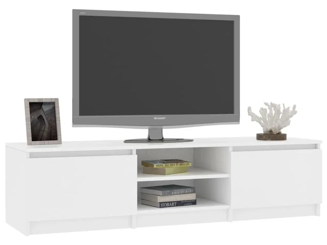 Billede 3 - Tv-bord 140x40x35,5 cm konstrueret træ hvid