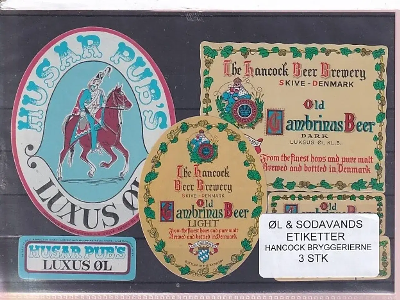 Billede 1 - Øl og Sodavands Etiketter - Hancock Bryggeri - 3 Stk.